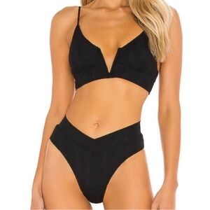 L*Space Black V-Neck Bikini Set